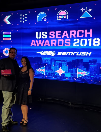 On stage at the 2018 US Search Awards